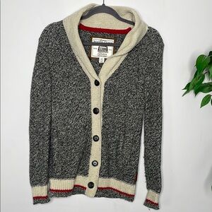 Roots Cabin Gray and Cream Cardigan Sweater
